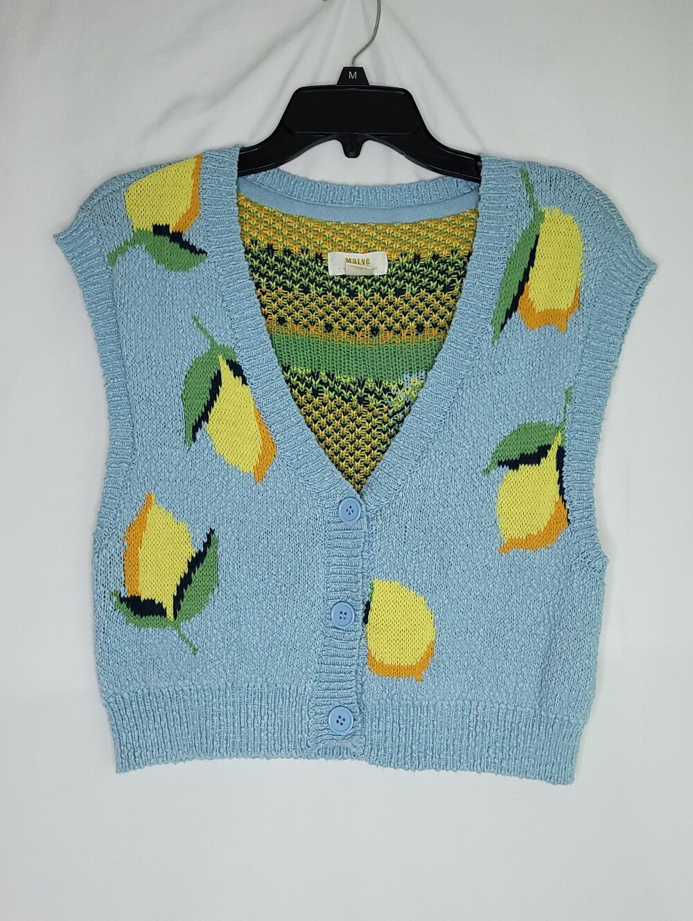 MAEVE Anthropologie Women's Melanie Lemon Knit Shrunken Cardigan Vest SMALL